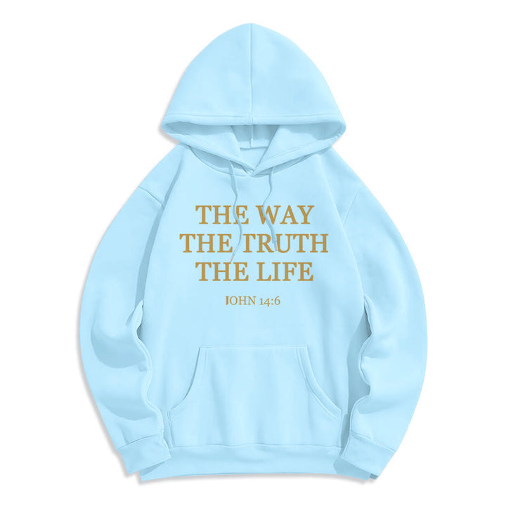 Felpa con cappuccio in poliestere foderata in pile con scritta "The Way The Truth The Life Scripture" Christianartworkshop - Blu - 2XL - image 2