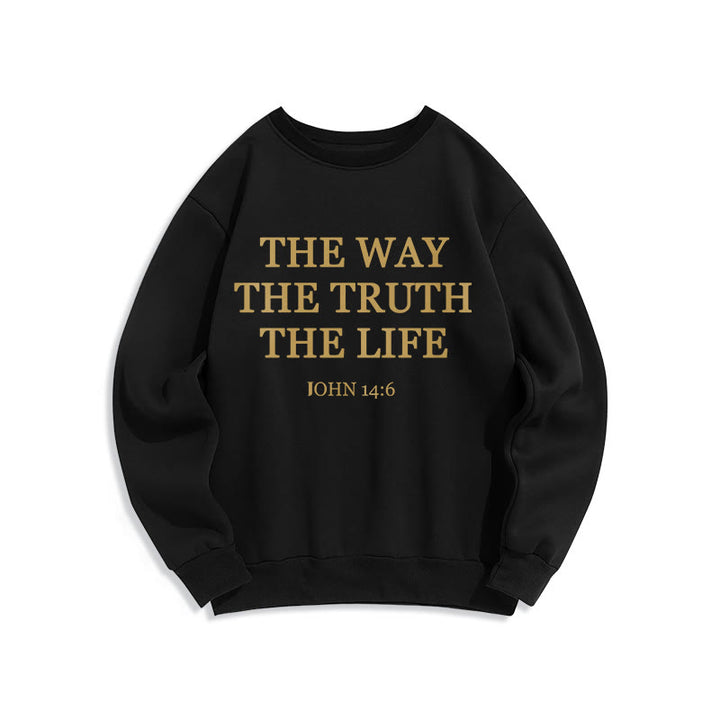 Felpa in poliestere foderata in pile con scritta "The Way The Truth The Life Scripture" Christianartworkshop - Nero - 2XL - image 0