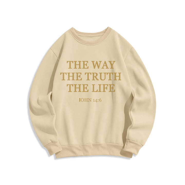 Felpa in poliestere foderata in pile con scritta "The Way The Truth The Life Scripture" Christianartworkshop - Beige - 2XL - image 3