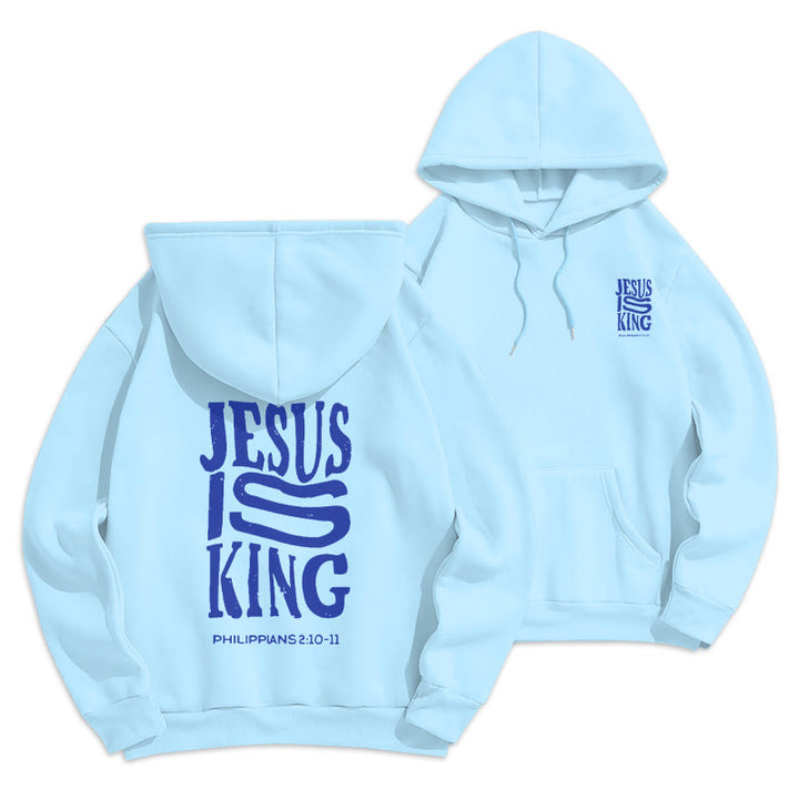 Christianartworkshop Bold Street Style Jesus Is King Felpa con cappuccio in poliestere foderata in pile - Blu - 2XL - image 2