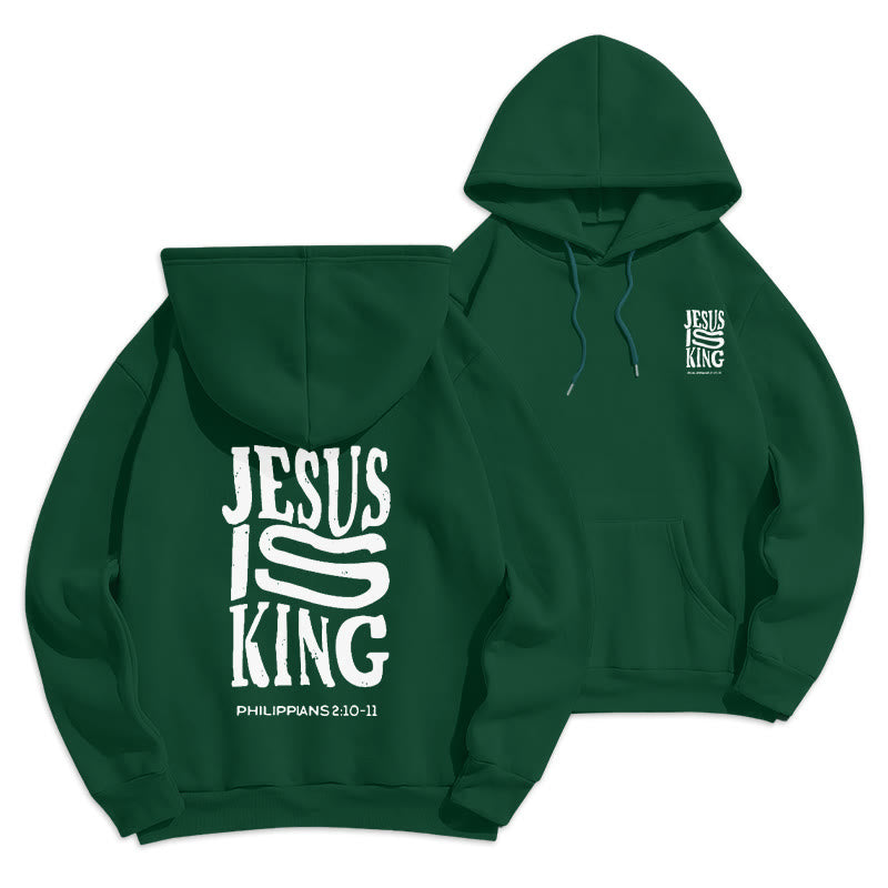 Christianartworkshop Bold Street Style Jesus Is King Felpa con cappuccio in poliestere foderata in pile - Verde - 2XL - image 6