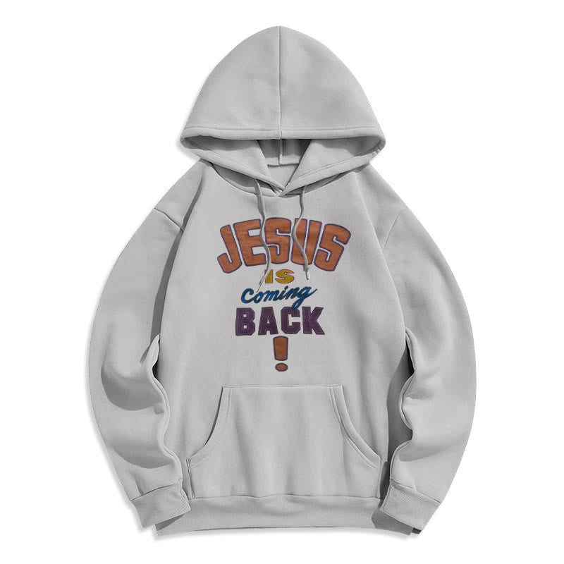 Christianartworkshop Felpa con cappuccio in poliestere foderata in pile stile street moderno Jesus Is Return - Grigio - 2XL - image 1