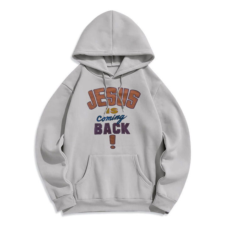 Christianartworkshop Felpa con cappuccio in poliestere foderata in pile stile street moderno Jesus Is Return - Grigio - 2XL - image 1
