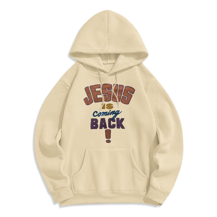 Christianartworkshop Felpa con cappuccio in poliestere foderata in pile stile street moderno Jesus Is Return - Beige - 2XL - image 2