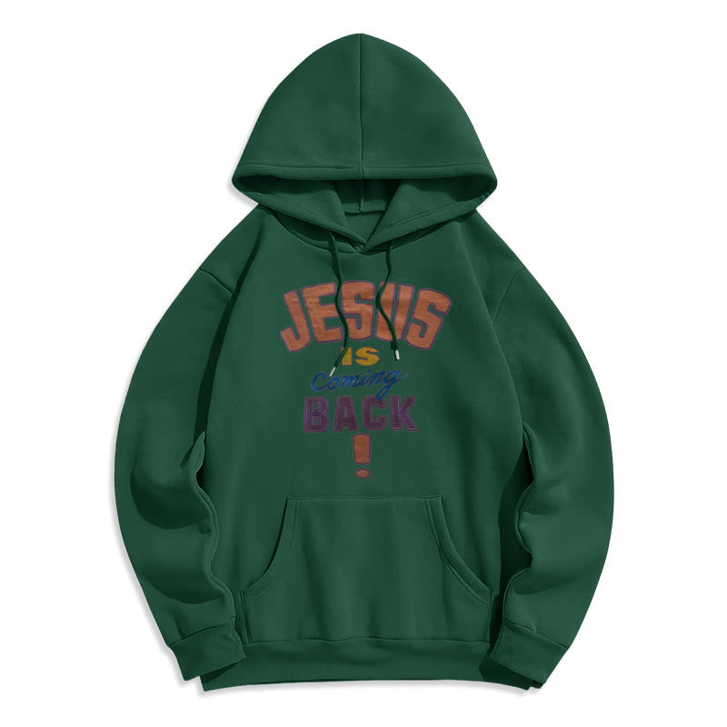 Christianartworkshop Felpa con cappuccio in poliestere foderata in pile stile street moderno Jesus Is Return - Verde - 2XL - image 5