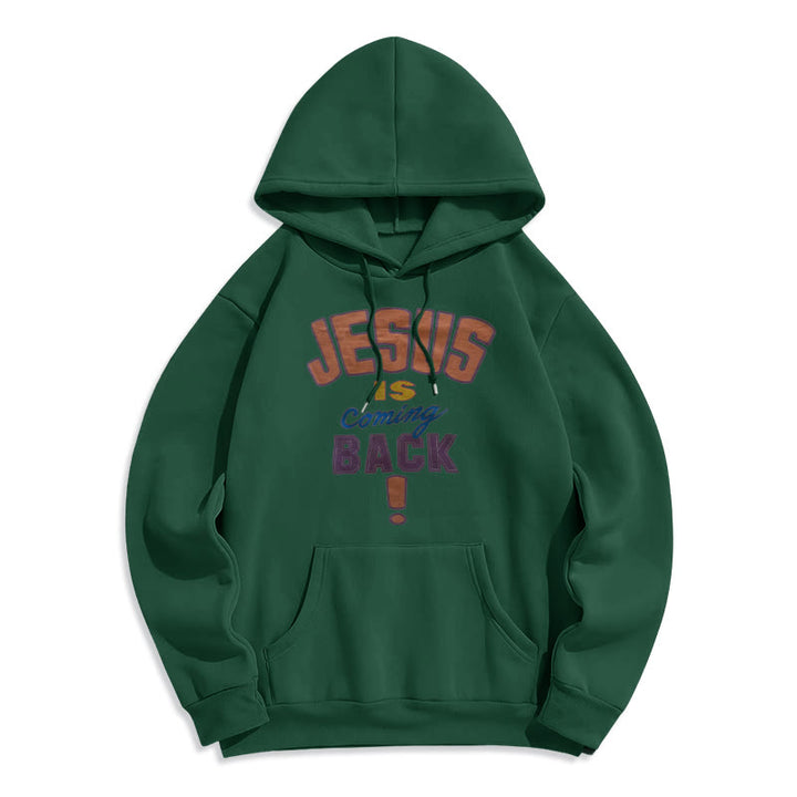 Christianartworkshop Felpa con cappuccio in poliestere foderata in pile stile street moderno Jesus Is Return - Verde - 2XL - image 5