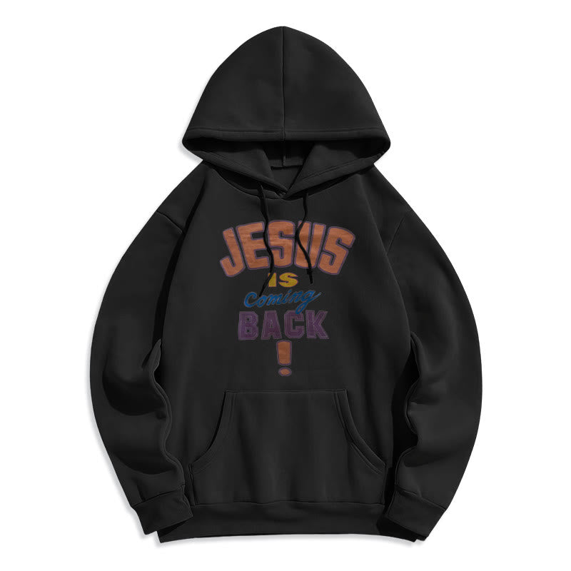 Christianartworkshop Felpa con cappuccio in poliestere foderata in pile stile street moderno Jesus Is Return - Nero - 2XL - image 6