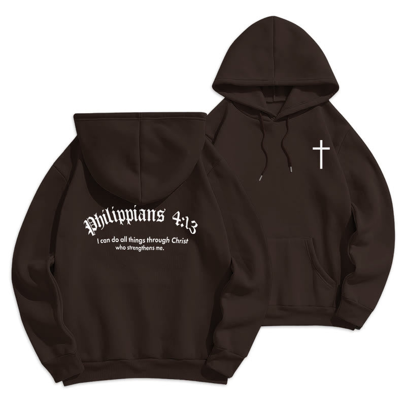 Felpa con cappuccio in poliestere foderata in pile con citazione Christianartworkshop, stile Bold Faith in Filippesi 413 - Marrone - 2XL - image 10