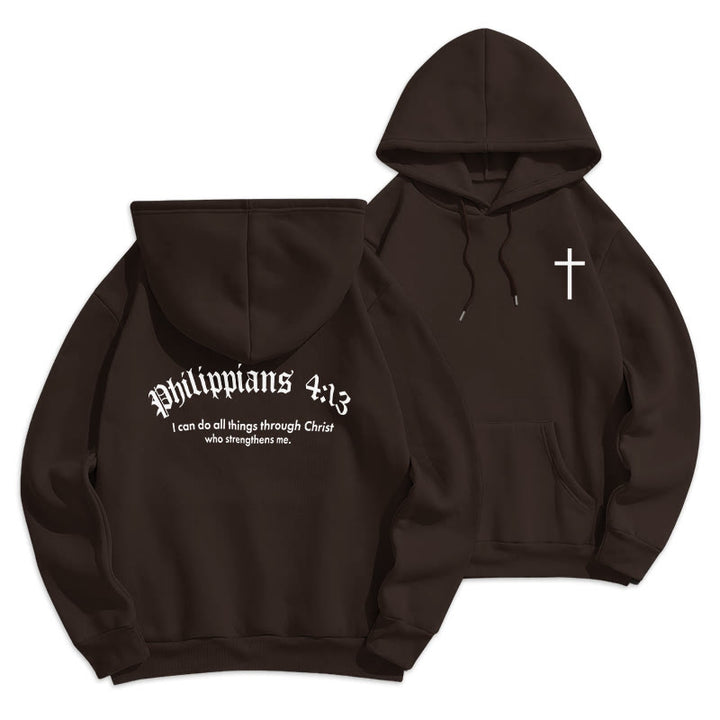Felpa con cappuccio in poliestere foderata in pile con citazione Christianartworkshop, stile Bold Faith in Filippesi 413 - Marrone - 2XL - image 10
