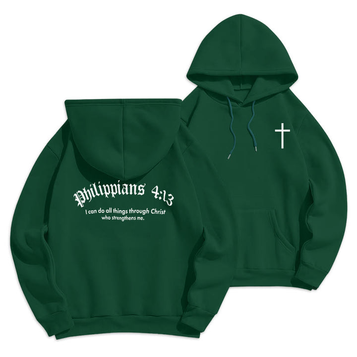 Felpa con cappuccio in poliestere foderata in pile con citazione Christianartworkshop, stile Bold Faith in Filippesi 413 - Verde - 2XL - image 9