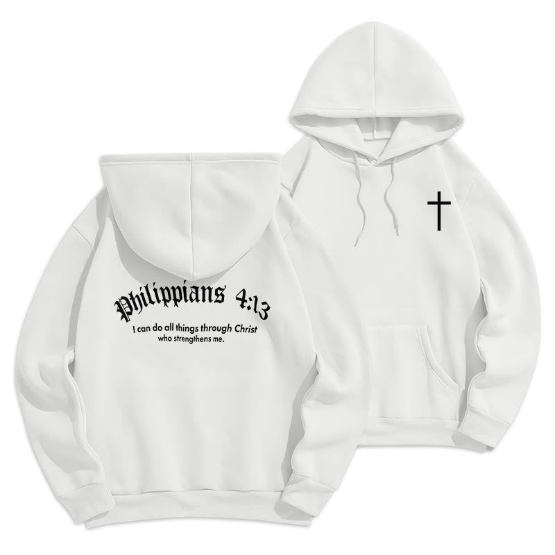 Felpa con cappuccio in poliestere foderata in pile con citazione Christianartworkshop, stile Bold Faith in Filippesi 413 - Bianco - 2XL - image 0