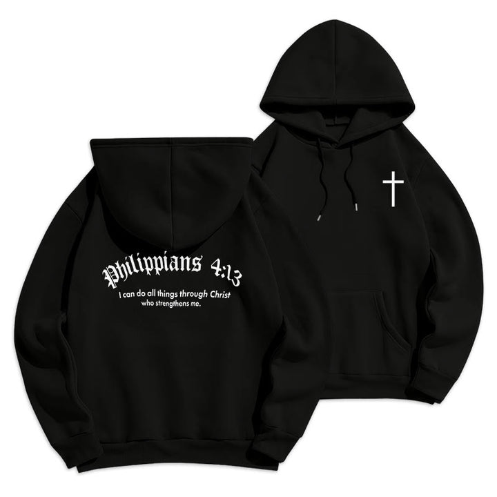 Felpa con cappuccio in poliestere foderata in pile con citazione Christianartworkshop, stile Bold Faith in Filippesi 413 - Nero - 2XL - image 6