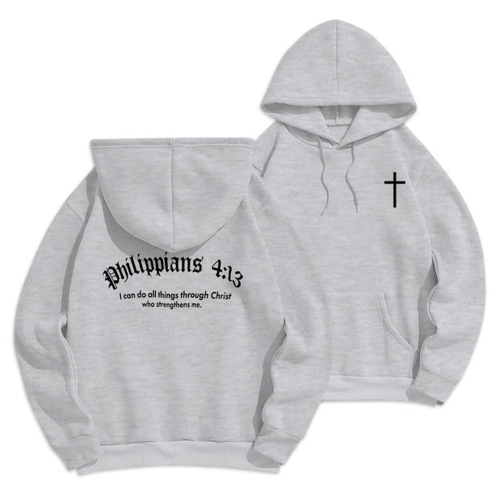 Felpa con cappuccio in poliestere foderata in pile con citazione Christianartworkshop, stile Bold Faith in Filippesi 413 - Grigio - 2XL - image 4