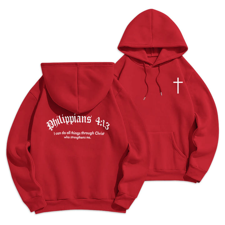 Felpa con cappuccio in poliestere foderata in pile con citazione Christianartworkshop, stile Bold Faith in Filippesi 413 - Rosso - 2XL - image 11