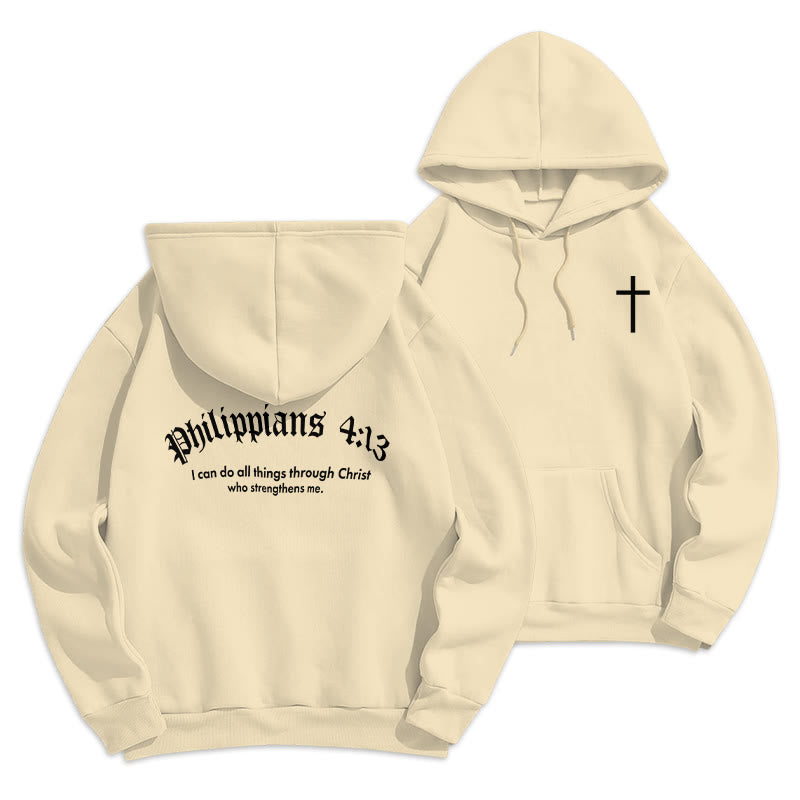 Felpa con cappuccio in poliestere foderata in pile con citazione Christianartworkshop, stile Bold Faith in Filippesi 413 - Beige - 2XL - image 13