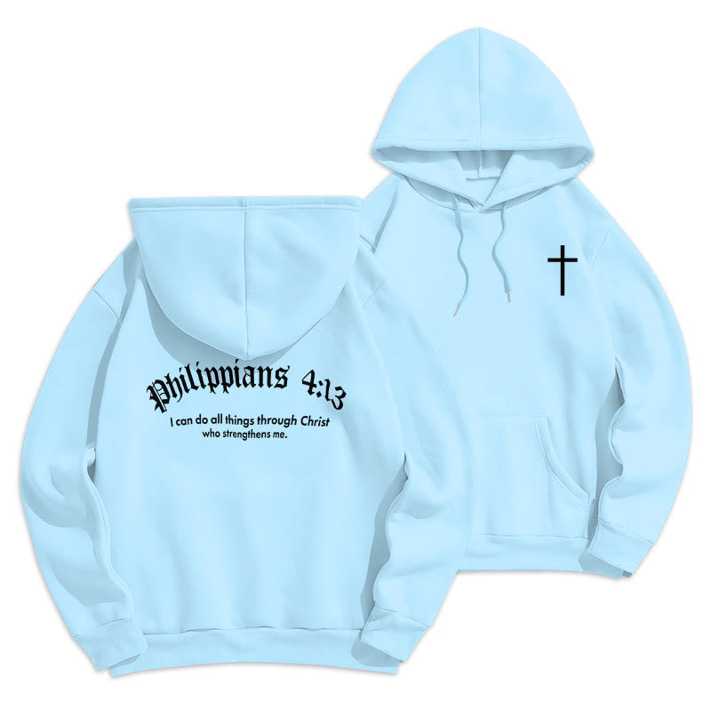 Felpa con cappuccio in poliestere foderata in pile con citazione Christianartworkshop, stile Bold Faith in Filippesi 413 - Blu - 2XL - image 12