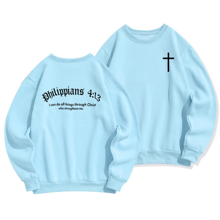Felpa in poliestere foderata in pile con citazione Christianartworkshop, stile Bold Faith in Filippesi 413 - Blu - 2XL - image 1