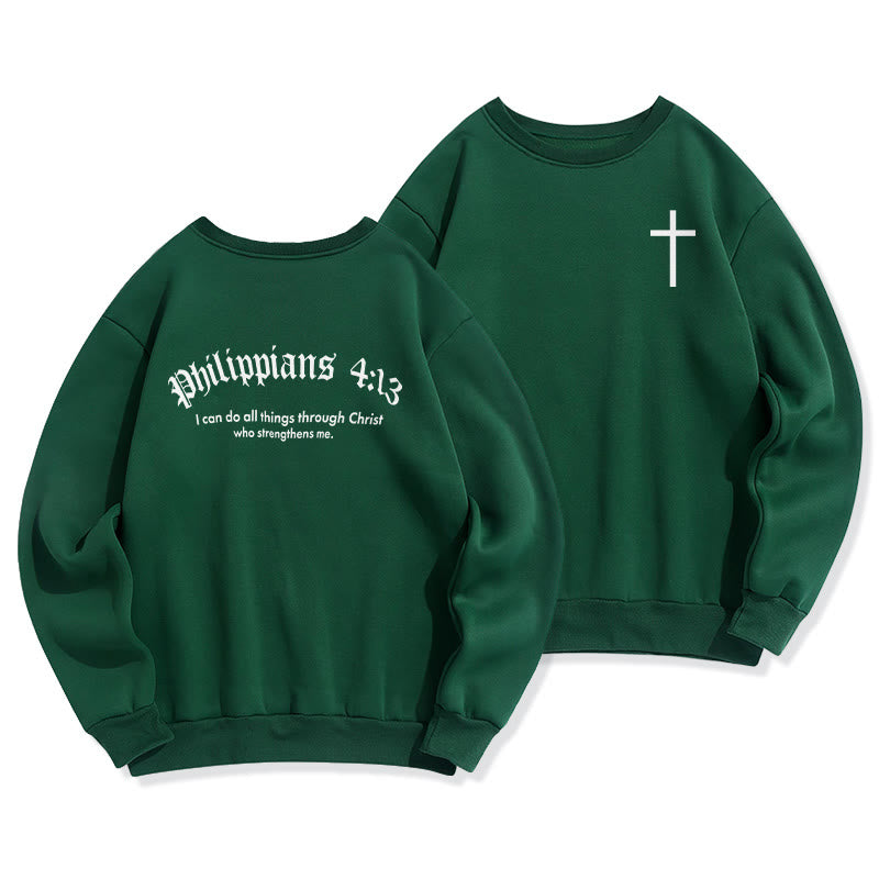 Felpa in poliestere foderata in pile con citazione Christianartworkshop, stile Bold Faith in Filippesi 413 - Verde - 2XL - image 5