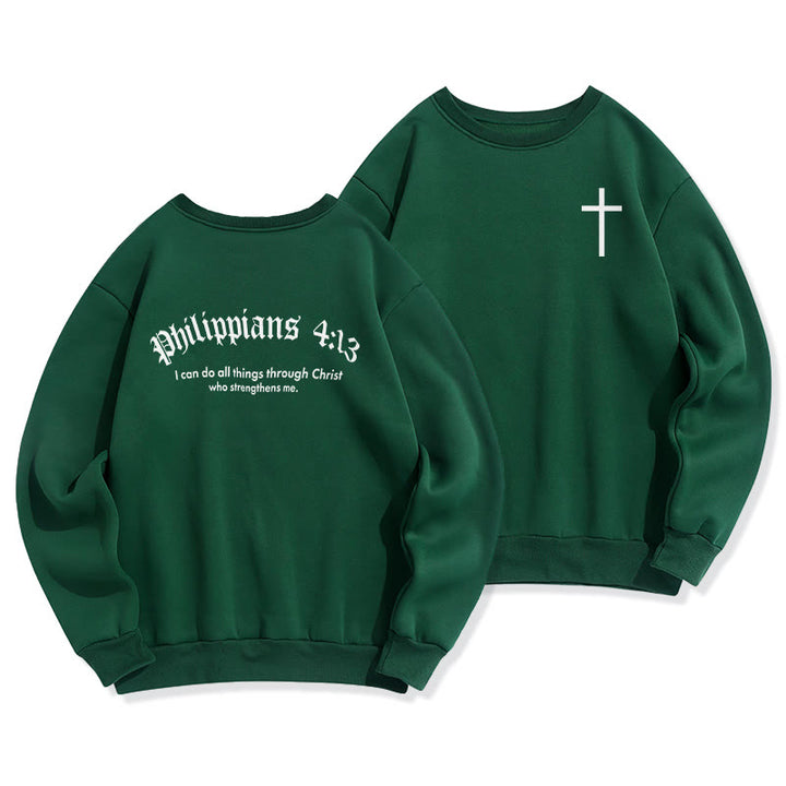 Felpa in poliestere foderata in pile con citazione Christianartworkshop, stile Bold Faith in Filippesi 413 - Verde - 2XL - image 5
