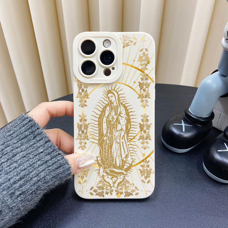 Christianartworkshop Elegante custodia per telefono con la Vergine Maria e la sua fede splendente: regalo di devozione cattolica - Oro bianco - iPhone 16Pro Max - image 8