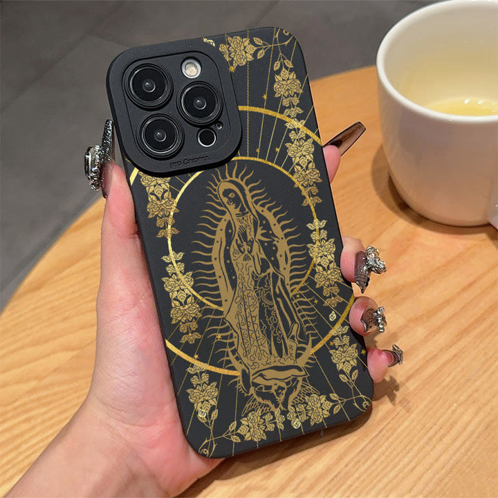 Christianartworkshop Elegante custodia per telefono con la Vergine Maria e la sua fede splendente: regalo di devozione cattolica - Oro nero - iPhone 16Pro Max - image 3