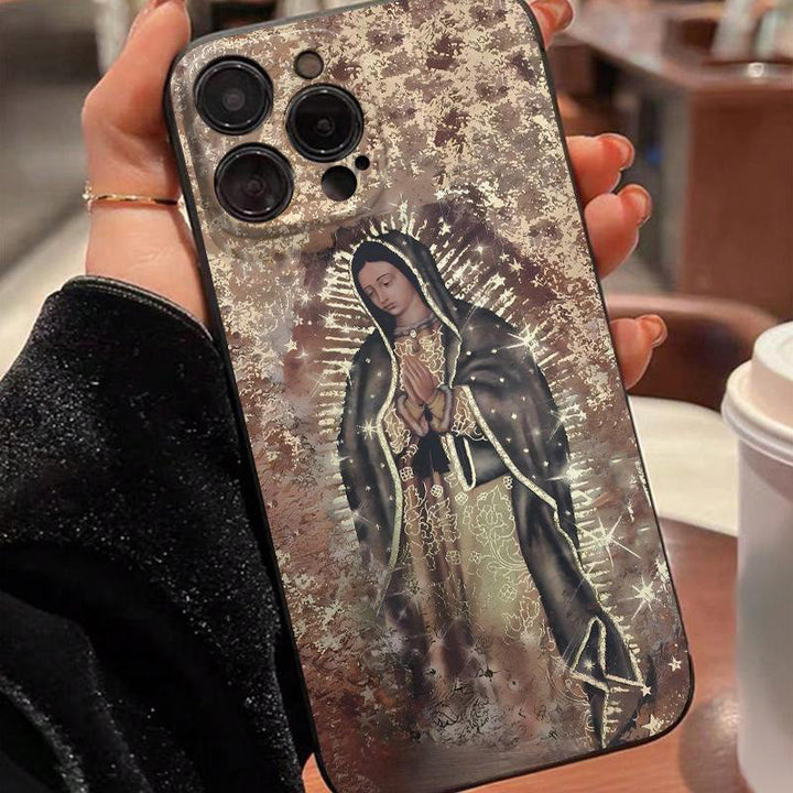 Christianartworkshop Custodia per telefono con simboli cristiani ispirati alla fede: Vergine Maria, Gesù e arte della croce - Nostra Signora - iPhone 16 Pro Max - image 2