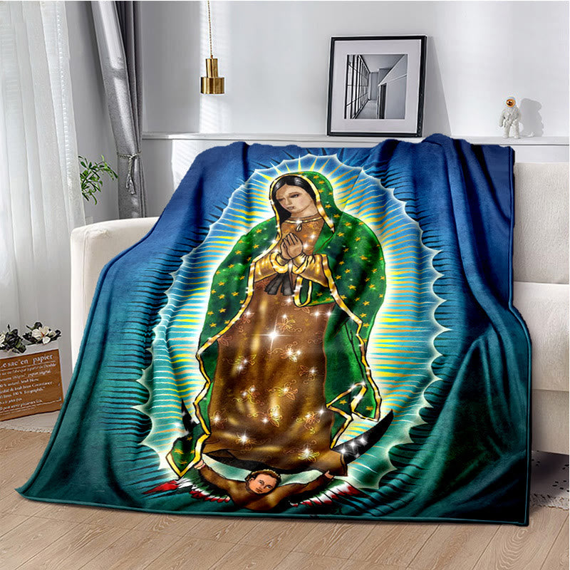 Coperta in flanella colorata con la Madonna di Guadalupe Christianartworkshop : Fede accogliente per camera da letto e divano - E - 264x228cm - image 4