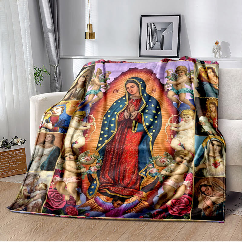 Coperta in flanella colorata con la Madonna di Guadalupe Christianartworkshop : Fede accogliente per camera da letto e divano - F - 264x228cm - image 5