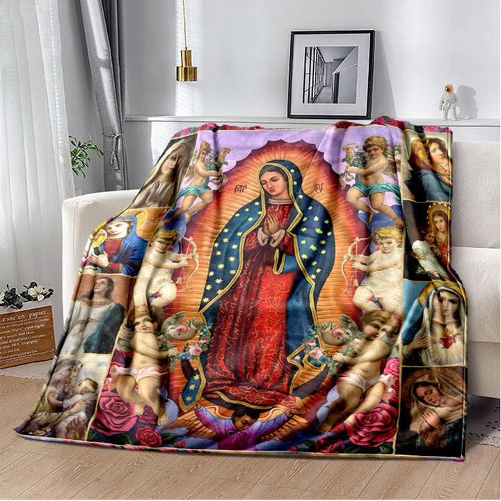 Coperta in flanella colorata con la Madonna di Guadalupe Christianartworkshop : Fede accogliente per camera da letto e divano - F - 264x228cm - image 5