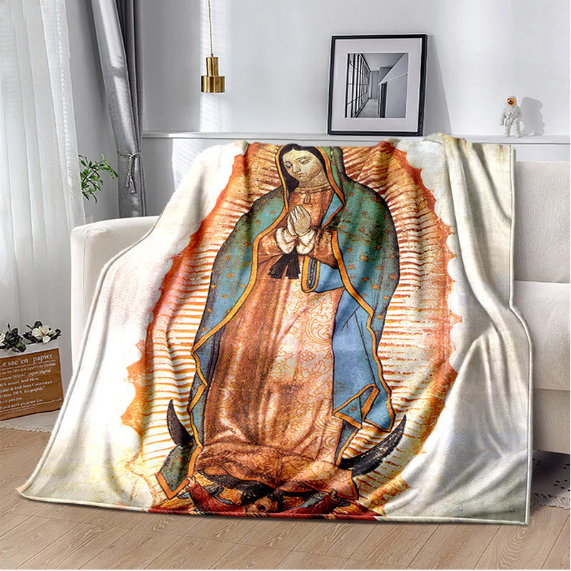 Coperta in flanella colorata con la Madonna di Guadalupe Christianartworkshop : Fede accogliente per camera da letto e divano - G - 264x228cm - image 6