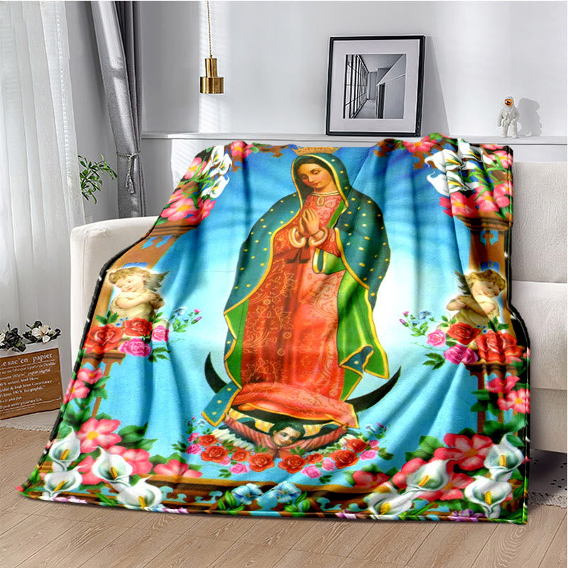 Coperta in flanella colorata con la Madonna di Guadalupe Christianartworkshop : Fede accogliente per camera da letto e divano - H - 264x228cm - image 7