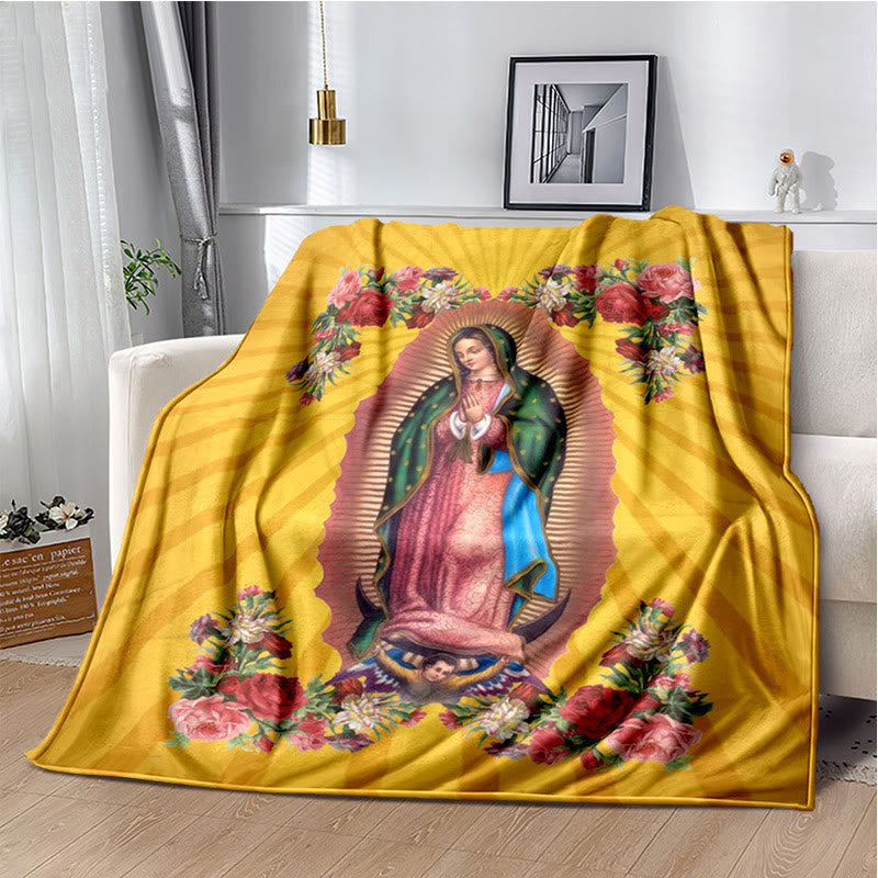 Coperta in flanella colorata con la Madonna di Guadalupe Christianartworkshop : Fede accogliente per camera da letto e divano - IO - 264x228cm - image 8