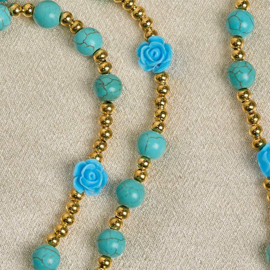 Christianartworkshop Elegante rosario rosso e blu con grani turchesi: benedetto dalla Madonna e da San Benedetto - image 19