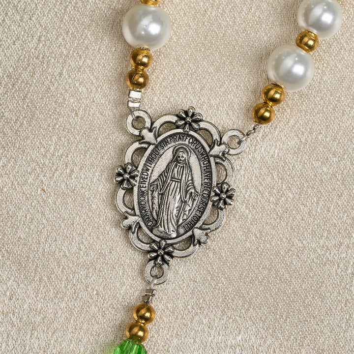 Christianartworkshop Floral Grace Rosario della Madonna con accenti di perline rosa e viola - image 7