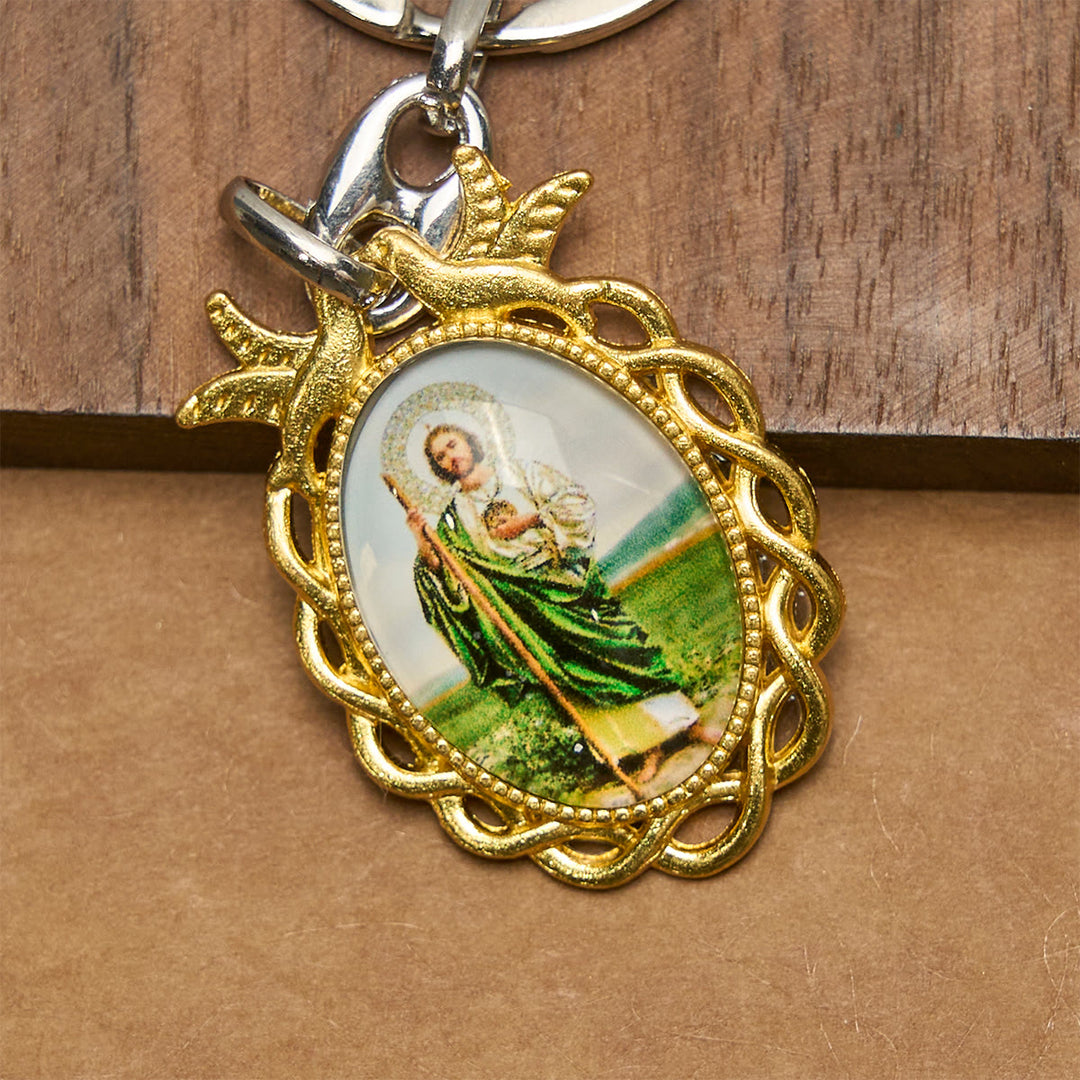 Christianartworkshop Portachiavi religioso di San Giuda con la colomba sacra: fedele compagno nella preghiera - image 3