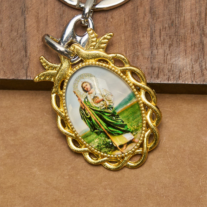 Christianartworkshop Portachiavi religioso di San Giuda con la colomba sacra: fedele compagno nella preghiera - image 3