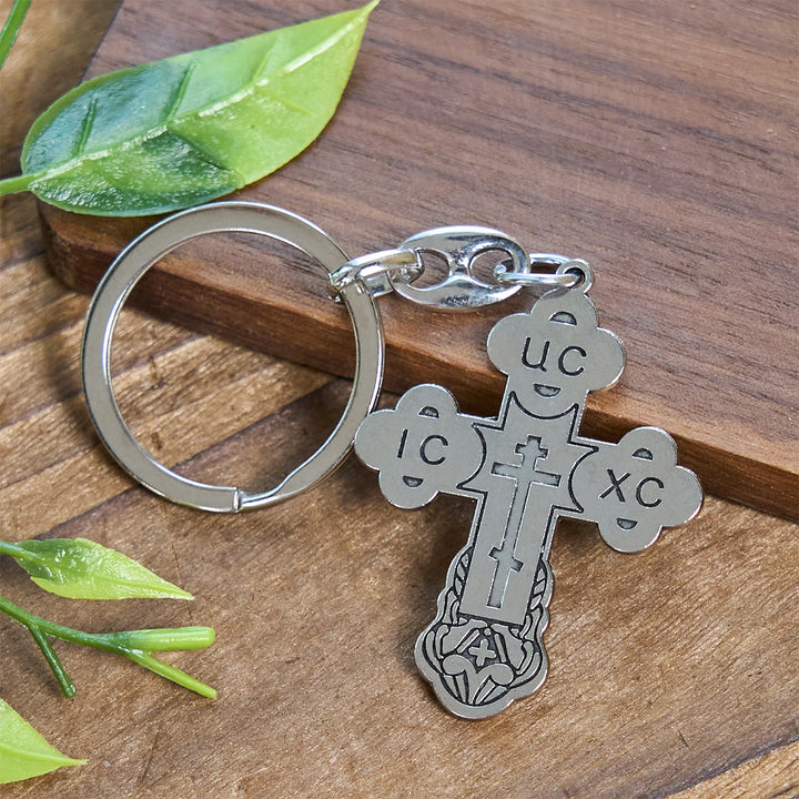 Christianartworkshop Portachiavi con croce ortodossa e iscrizioni sacre: protezione spirituale e fede - image 3