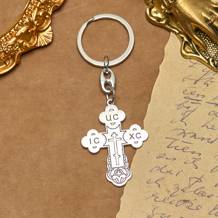 Christianartworkshop Portachiavi con croce ortodossa e iscrizioni sacre: protezione spirituale e fede - image 2