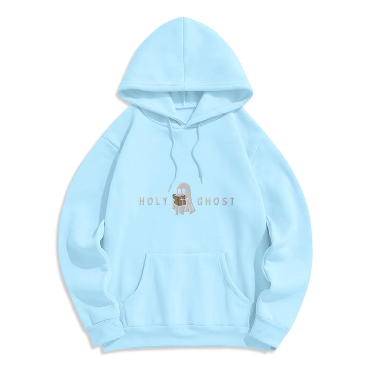 Christianartworkshop con cappuccio in poliestere foderata in pile con motivo fantasma bizzarro raffigurante lo Spirito Santo - Blu - 2XL - image 6