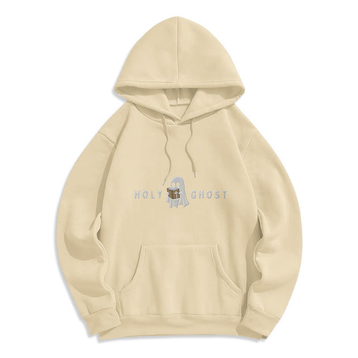 Christianartworkshop con cappuccio in poliestere foderata in pile con motivo fantasma bizzarro raffigurante lo Spirito Santo - Beige - 2XL - image 8