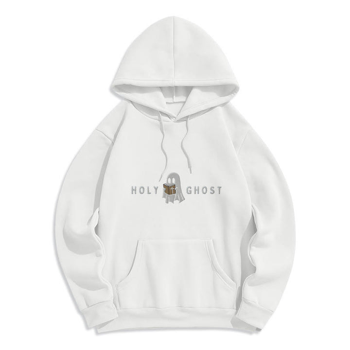 Christianartworkshop con cappuccio in poliestere foderata in pile con motivo fantasma bizzarro raffigurante lo Spirito Santo - Bianco - 2XL - image 4
