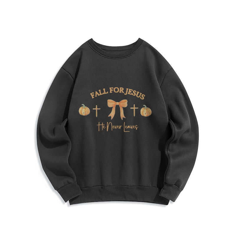 Felpa in poliestere foderata in pile con croce e fiocco di zucca "Innamorarsi di Gesù" Christianartworkshop - Nero - 2XL - image 5