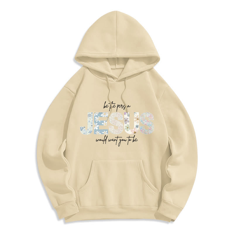 Felpa con cappuccio in poliestere foderata in pile con tema Gesù e fede floreale Christianartworkshop - Beige - 2XL - image 8