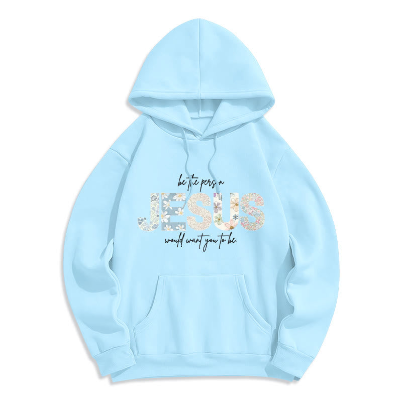 Felpa con cappuccio in poliestere foderata in pile con tema Gesù e fede floreale Christianartworkshop - Blu - 2XL - image 7