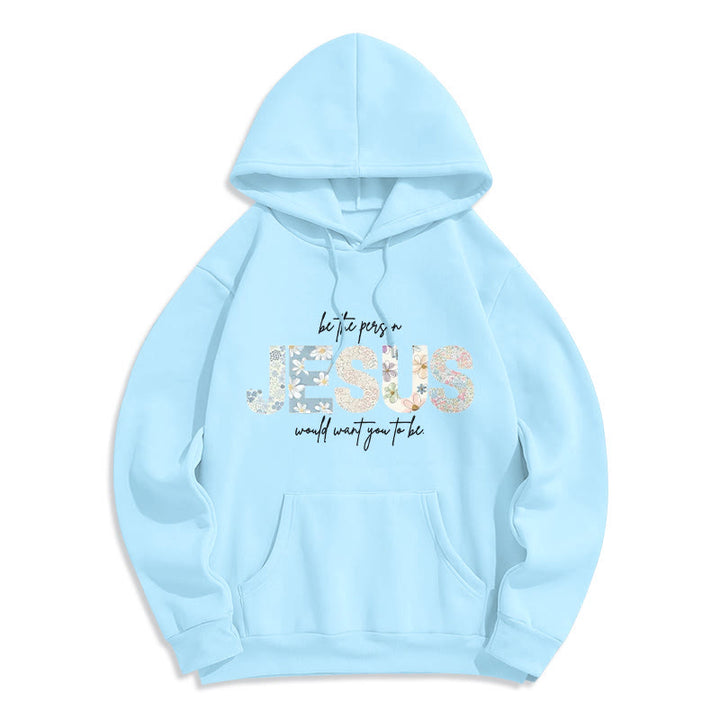 Felpa con cappuccio in poliestere foderata in pile con tema Gesù e fede floreale Christianartworkshop - Blu - 2XL - image 7