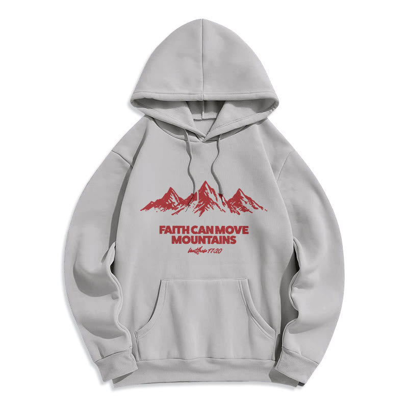 Christianartworkshop La fede può spostare le montagne Felpa con cappuccio in poliestere foderata in pile, ispiratrice biblica - Grigio - 2XL - image 0