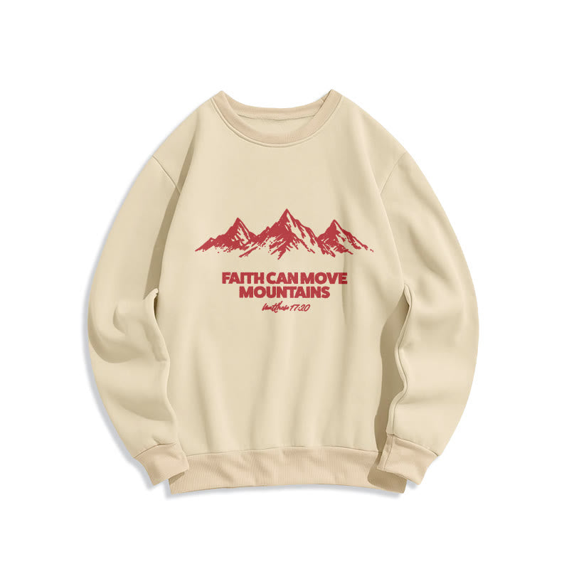 Christianartworkshop Felpa in poliestere foderata in pile con ispirazione biblica "La fede può spostare le montagne" - Beige - 2XL - image 1