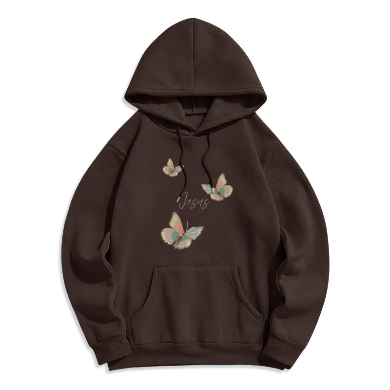 Christianartworkshop Felpa con cappuccio in poliestere foderata in pile con scritta "Flower of Jesus" in stile delicato - Marrone - 2XL - image 7