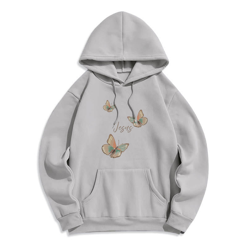 Christianartworkshop Felpa con cappuccio in poliestere foderata in pile con scritta "Flower of Jesus" in stile delicato - Grigio - 2XL - image 4