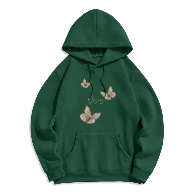 Christianartworkshop Felpa con cappuccio in poliestere foderata in pile con scritta "Flower of Jesus" in stile delicato - Verde - 2XL - image 8